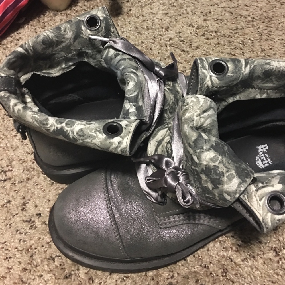 Rare Dr. Martens Gray Floral Women's Boots
